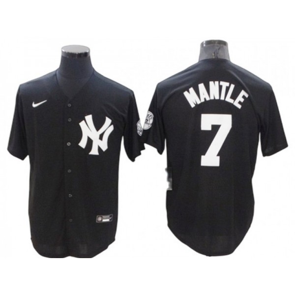 New York Yankees #7 Mickey Mantle Black Fashion Cool Base Jersey