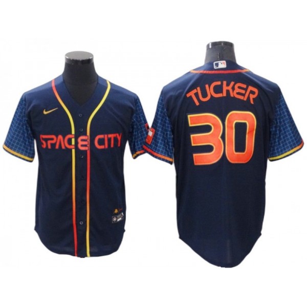 Houston Astros #30 Kyle Tucker Navy 2022 City Connect Cool Base Jersey