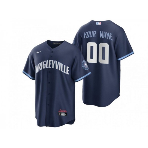 Chicago Cubs #00 Navy City Connect Cool Base Custom Jersey