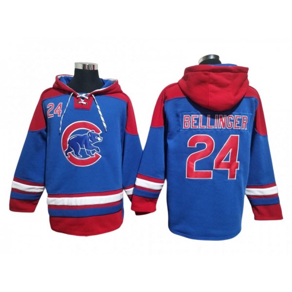 Chicago Cubs #24 Cody Bellinger Blue Pullover Hoodie Jersey 