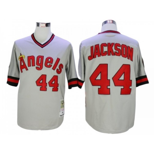 Los Angeles Angels #44 Reggie Jackson Gray Throwback Jersey