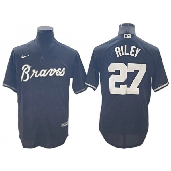 Atlanta Braves #27 Austin Riley Black Cool Base Jersey