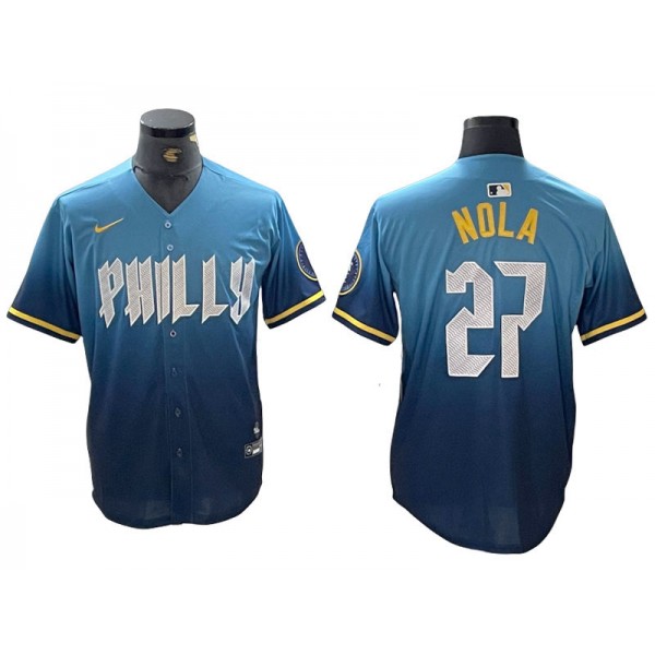 Philadelphia Phillies #27 Aaron Nola Blue 2024 City Connect Limited Jersey