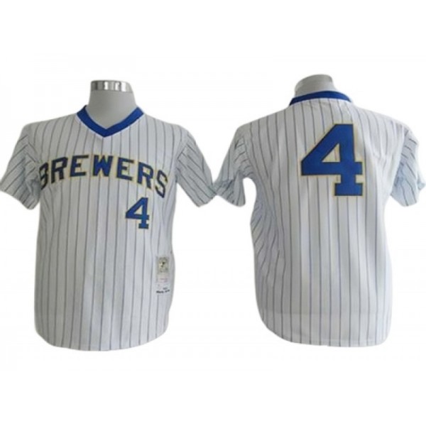 Milwaukee Brewers #4 Paul Molitor White Pinstripe 1982 Throwback Jersey