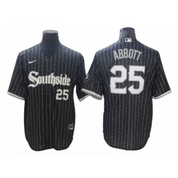 Chicago White Sox #25 Jim Abbott Black City Connect Cool Base Jersey