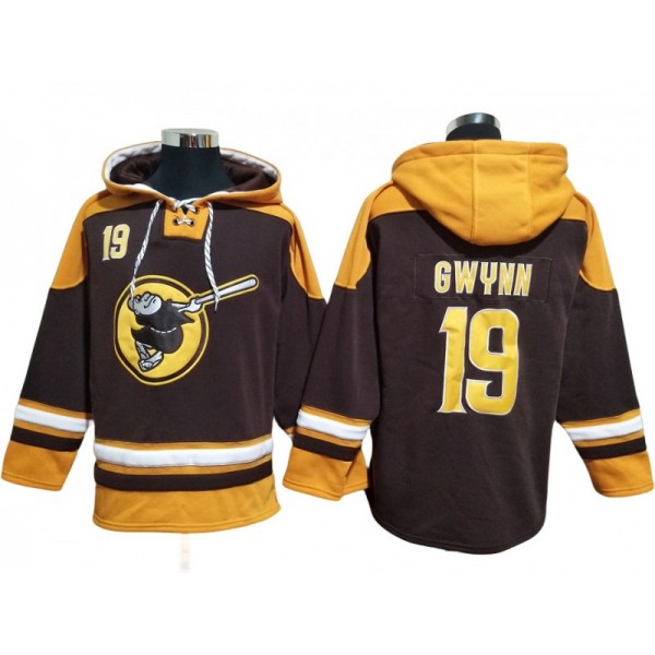 San Diego Padres #19 Tony Gwynn Brown Pullover Hoodie Jersey