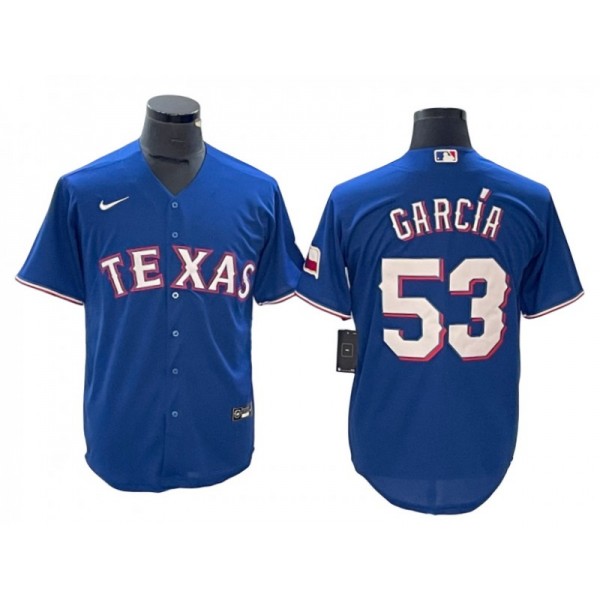 Texas Rangers #53 Adolis Garcia Royal Cool Base Jersey