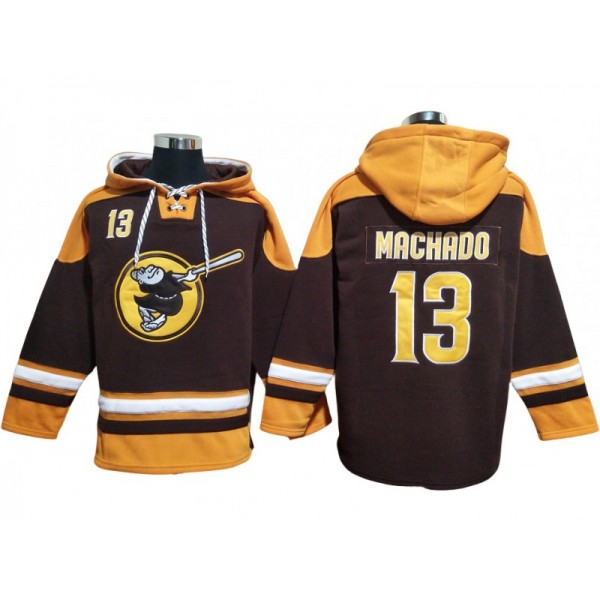 San Diego Padres #13 Manny Machado Brown Pullover Hoodie Jersey