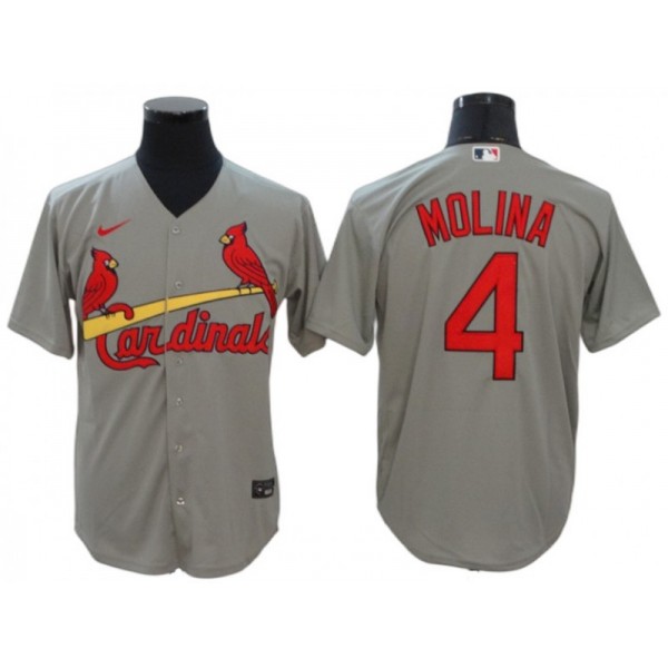 St. Louis Cardinals #4 Yadier Molina Gray Road Cool Base Jersey