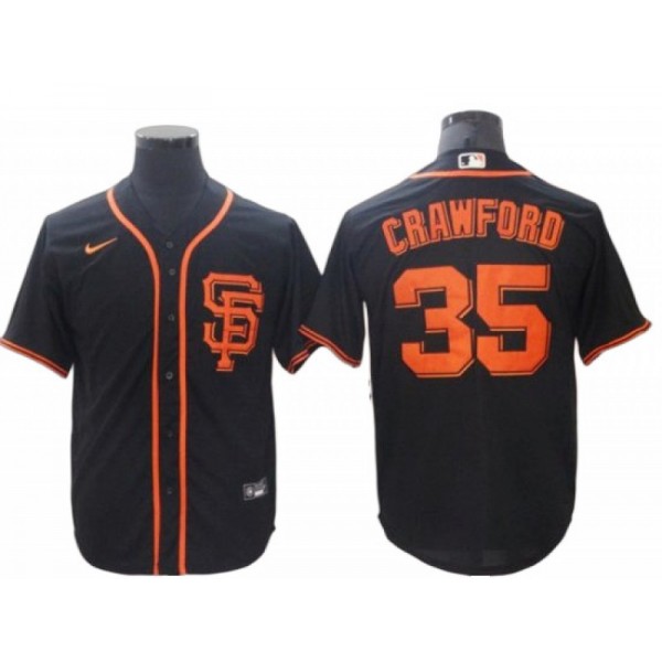 San Francisco Giants #35 Brandon Crawford Black Alternate Cool Base Jersey