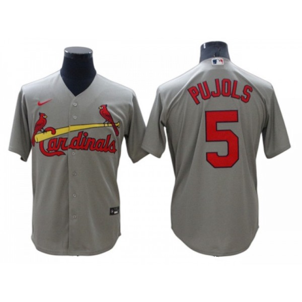 St. Louis Cardinals #5 Albert Pujols Gray Road Cool Base Jersey