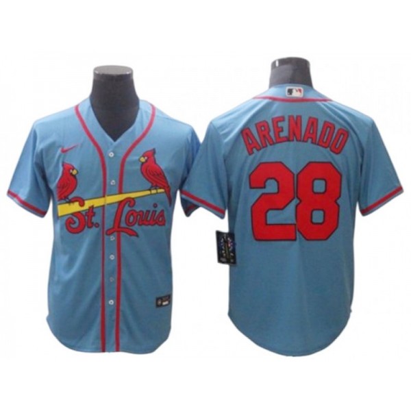 St. Louis Cardinals #28 Nolan Arenado Light Blue Alternate Cool Base Jersey