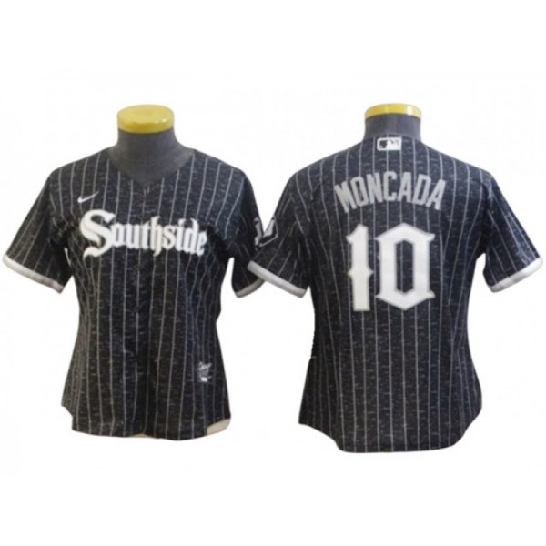 Chicago White Sox #10 Yoan Moncada Women's Black City Connect Cool Base Jersey