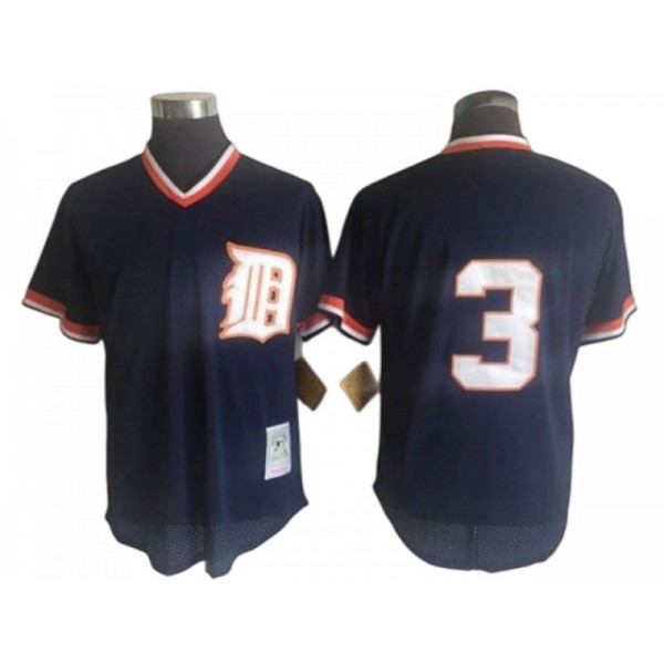 Detroit Tigers #3 Alan Trammell Navy 1984 Cooperstown Mesh Batting Practice Jersey