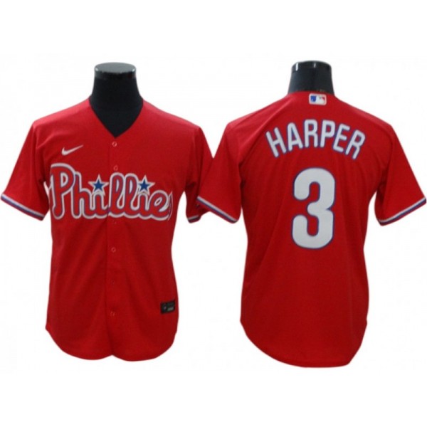 Philadelphia Phillies #3 Bryce Harper Red Alternate Cool Base Jersey