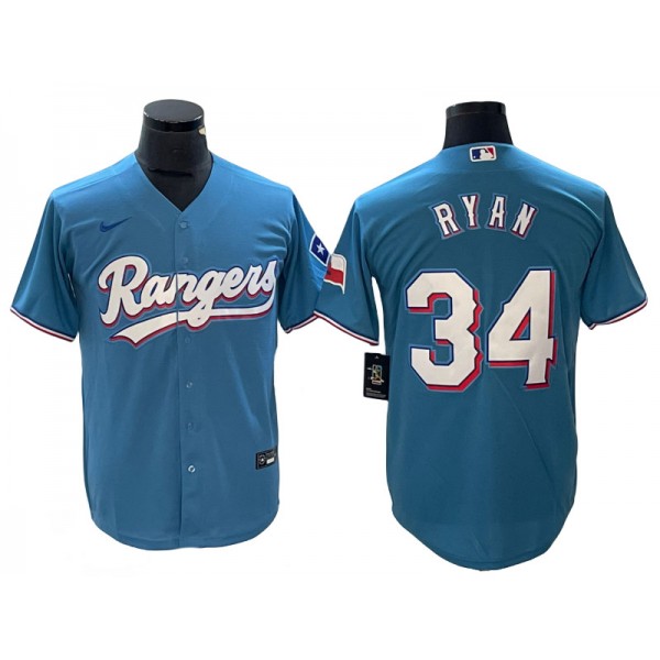 Texas Rangers #34 Nolan Ryan Light Blue Cool Base Jersey