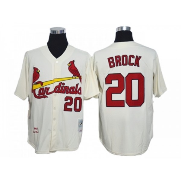 St. Louis Cardinals #20 Lou Brock Cream 1967 Throwback Jersey