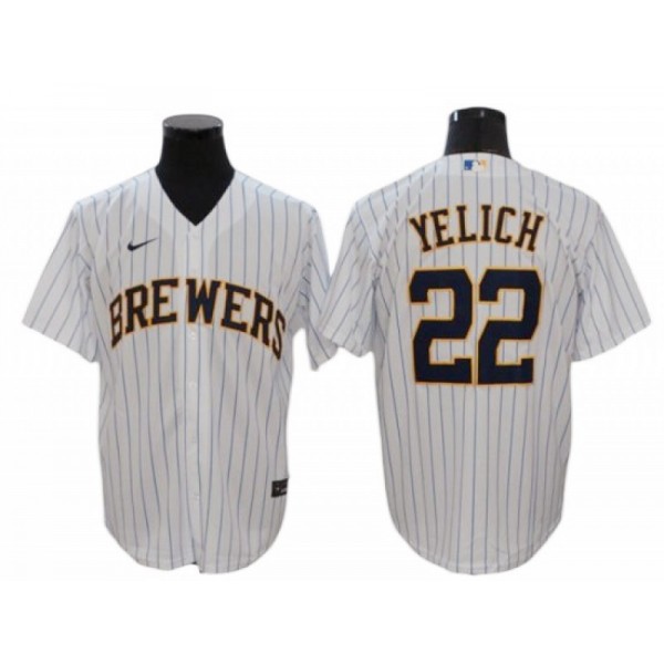 Milwaukee Brewers #22 Christian Yelich White Alternate Cool Base Jersey