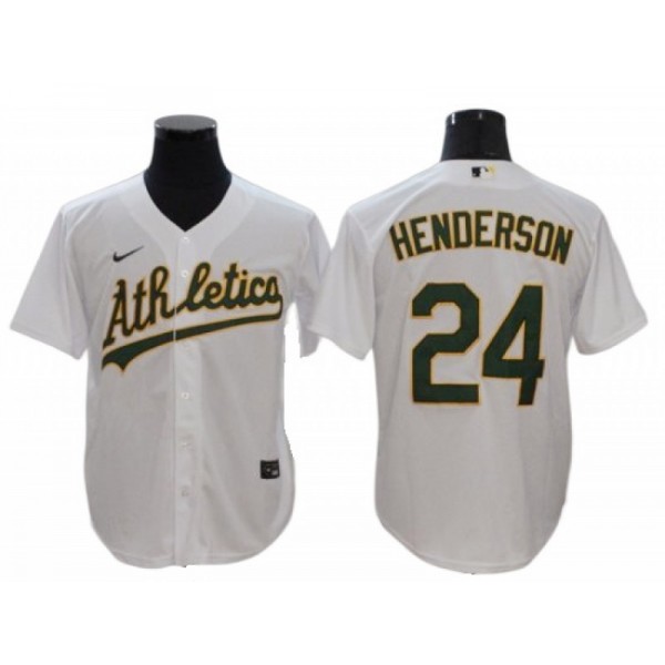 Oakland Athletics #24 Rickey Henderson White Home Cool Base Jersey