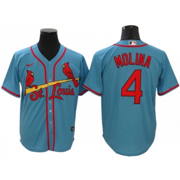 St. Louis Cardinals #4 Yadier Molina Blue Alternate Cool Base Jersey