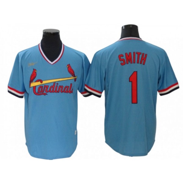 St. Louis Cardinals #1 Ozzie Smith Light Blue Cooperstown Collection Cool Base Jersey