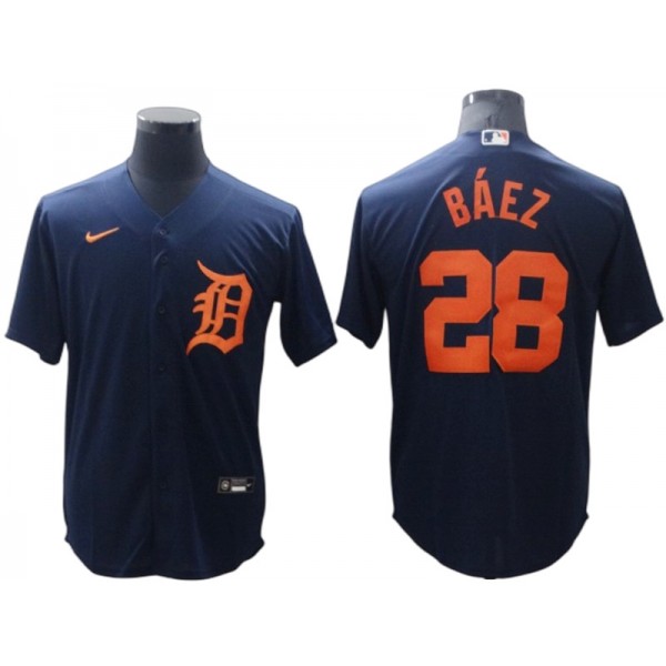 Detroit Tigers #28 Javier Baez Navy Cool Base Jersey