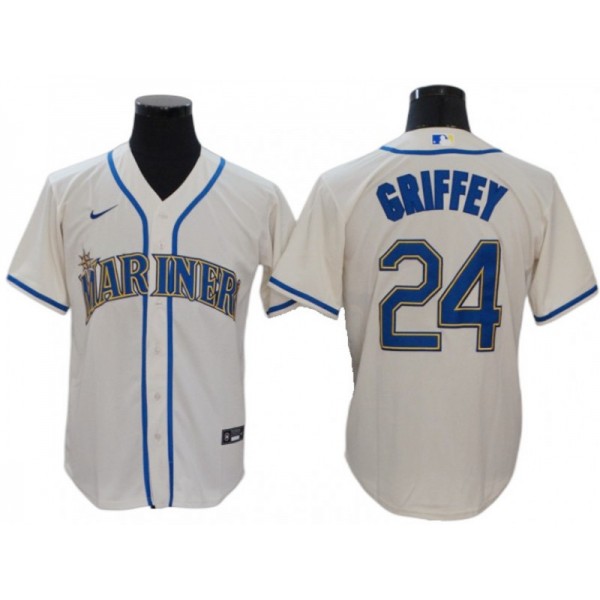 Seattle Mariners #24 Ken Griffey Jr. Cream Alternate Cool Base Jersey