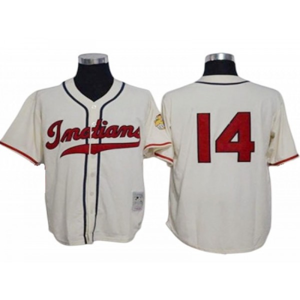 Cleveland Indians #14 Larry Doby Cream 1948 Throwback Jersey