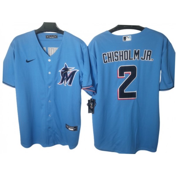 Miami Marlins #2 Jazz Chisholm Jr. Light Blue Alternate Cool Base Jersey