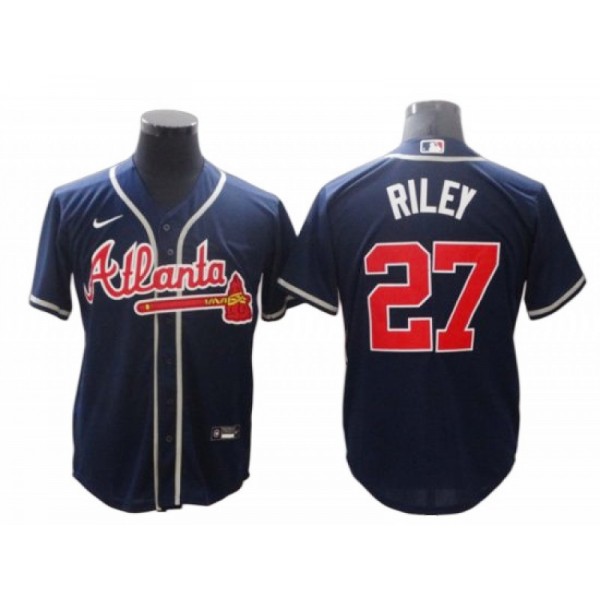 Atlanta Braves #27 Austin Riley Navy Alternate Cool Base Jersey