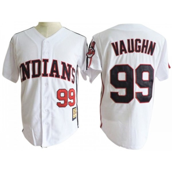 Cleveland Indians #99 Ricky Vaughn White Cooperstown Throwback Jersey