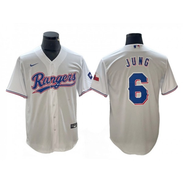 Texas Rangers #6 Josh Jung White Cool Base Jersey