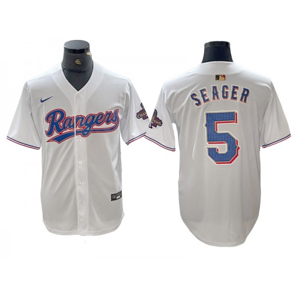 Texas Rangers #5 Corey Seager White 2024 Gold Collection Limited Jersey