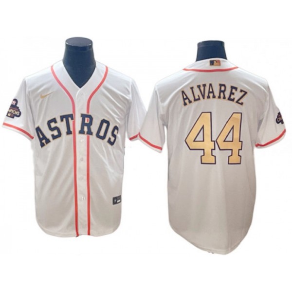 Houston Astros #44 Yordan Álvarez White 2023 Gold Collection Jersey