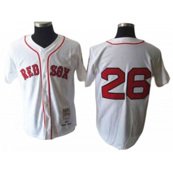 Boston Red Sox #26 Wade Boggs White 1975 Throwback Jersey