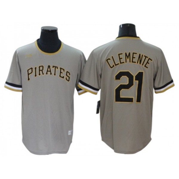 Pittsburgh Pirates #21 Roberto Clemente Gray Cooperstown Collection Jersey