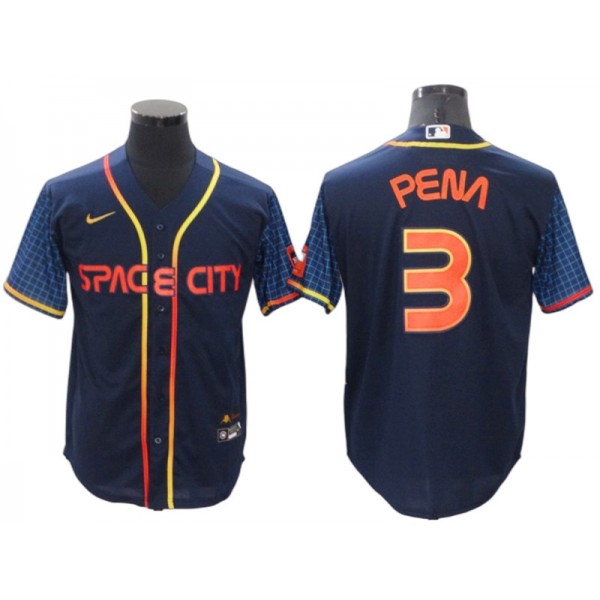 Houston Astros #3 Jeremy Pena Navy 2022 City Connect Cool Base Jersey