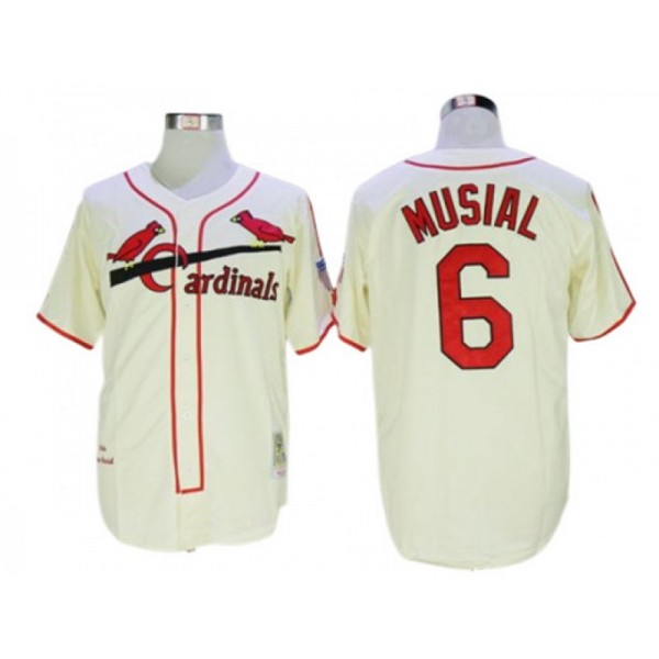 St. Louis Cardinals #6 Stan Musial Cream 1944 Throwback Jersey