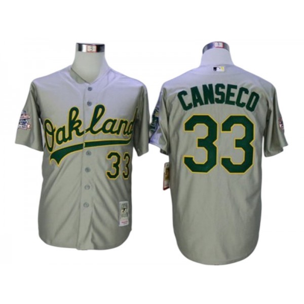 Oakland Athletics #33 Jose Canseco Gray Road Throwback Jersey