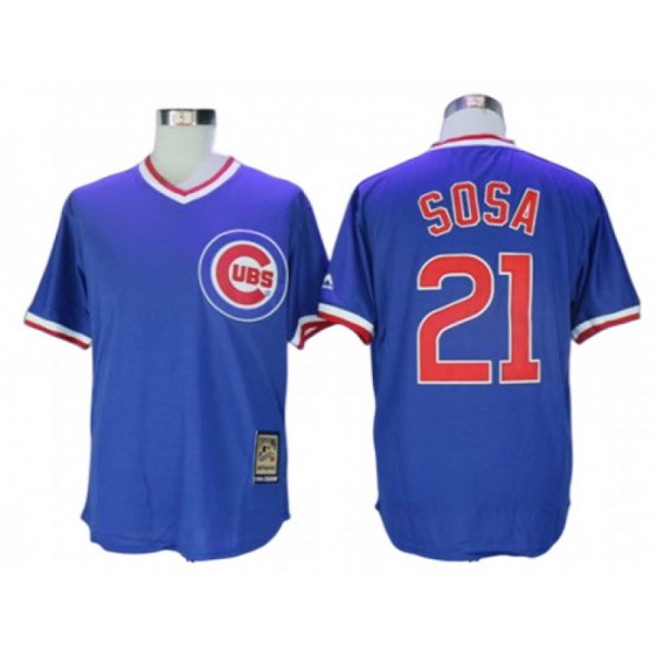 Chicago Cubs #21 Sammy Sosa Cooperstown Collection Throwback Jersey