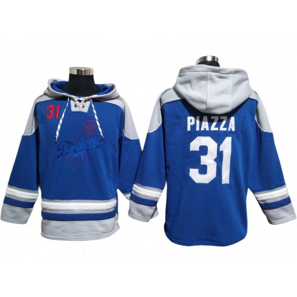 Los Angeles Dodgers #31 Mike Piazza Blue Pullover Hoodie Jersey