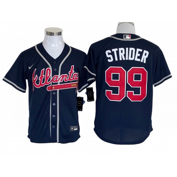 Atlanta Braves #99 Spencer Strider Navy Cool Base Jersey