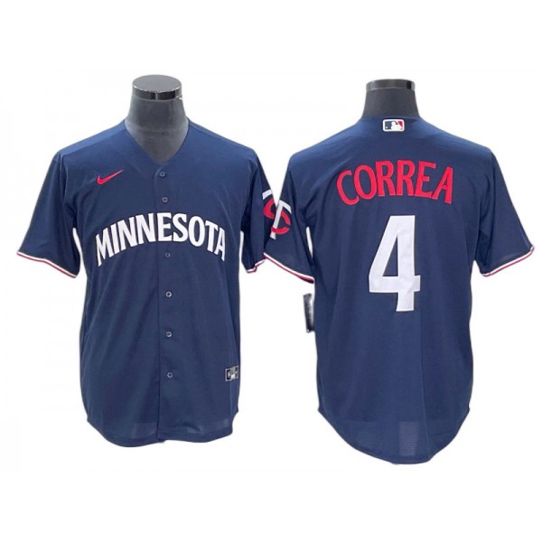 Minnesota Twins #4 Carlos Correa Navy Alternate Cool Base Jersey