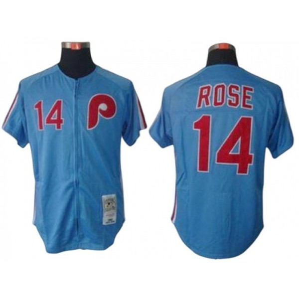 Philadelphia Phillies #14 Pete Rose Light Blue 1980 Throwback  Jersey