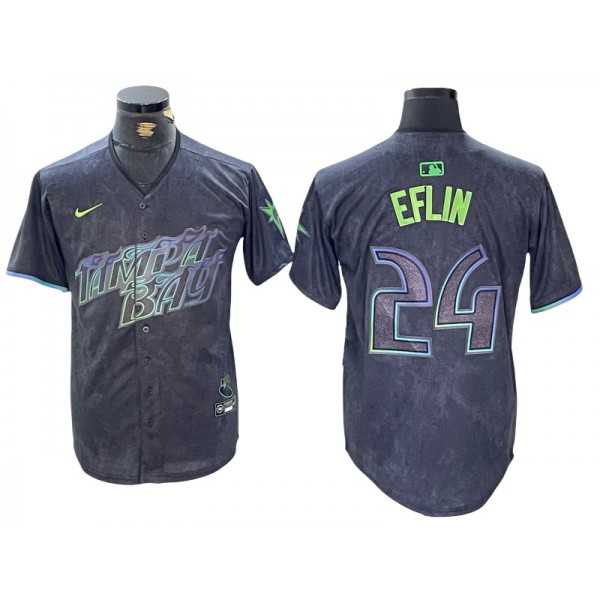 Tampa Bay Rays #24 Zach Eflin Charcoal 2024 City Connect Limited Jersey