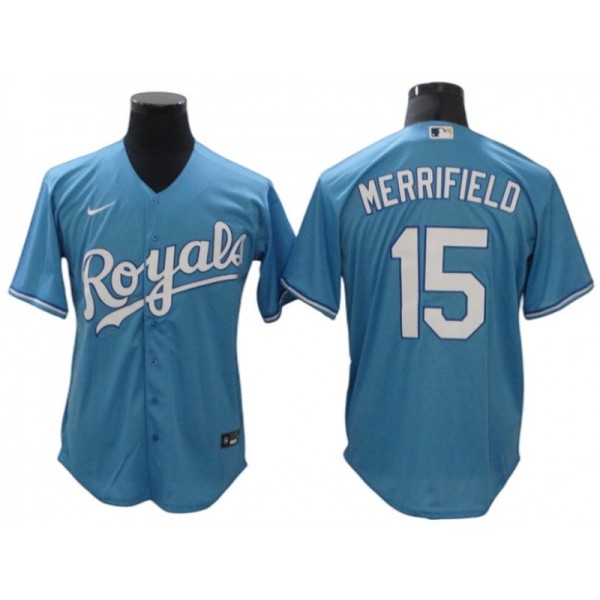 Kansas City Royals #15 Whit Merrifield Light Blue Cool Base Jersey