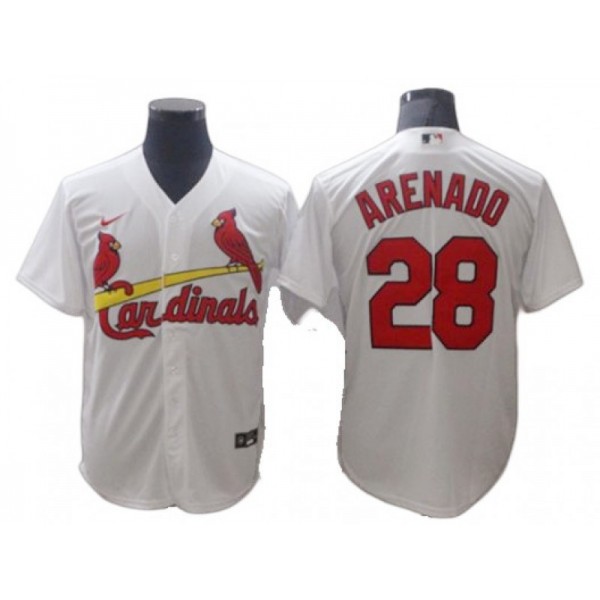 St. Louis Cardinals #28 Nolan Arenado White Home Cool Base Jersey