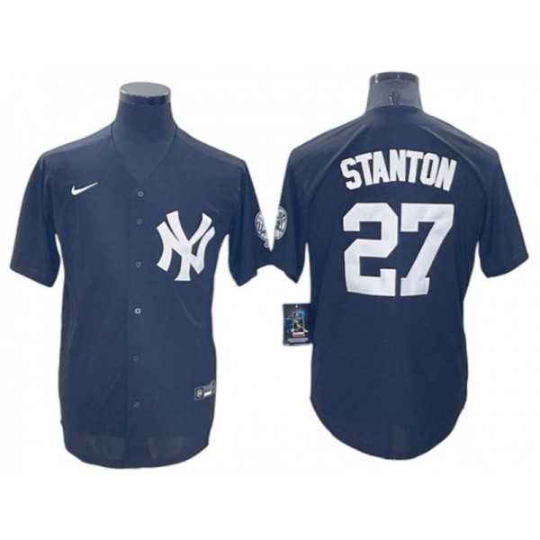 New York Yankees #27 Giancarlo Stanton Black Fashion Cool Base Jersey