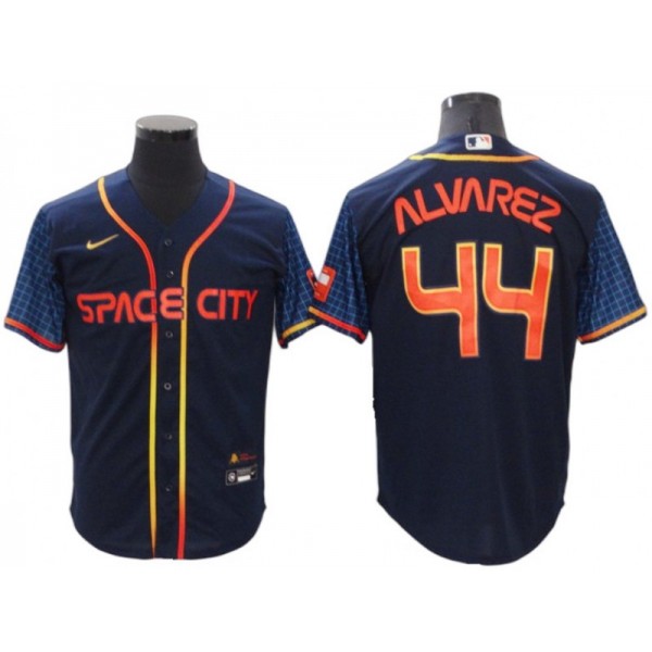 Houston Astros #44 Yordan Alvarez Navy 2022 City Connect Cool Base Jersey