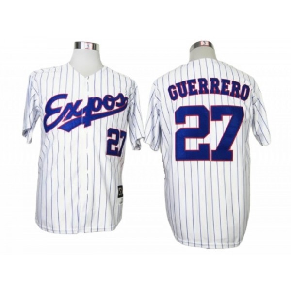 Montreal Expos #27 Vladimir Guerrero White Stripe Throwback Jersey